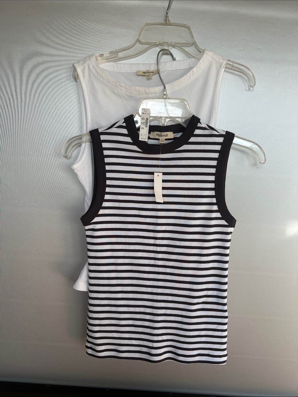 NWT Madewell The '90s Compact Cotton Shell Tank Bundle of 2 Striped & White Boat